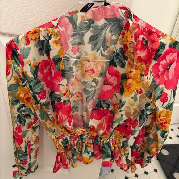 Zara Floral Wrap Top - Multicolor - Picture 1 of 2